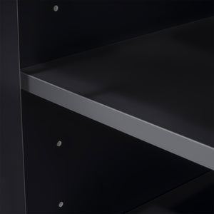 English Elm U-can Three Piece Wall Unit Built-in Media Center with Crown Molding and Tempered Glass Storage Black SJ000156AAB