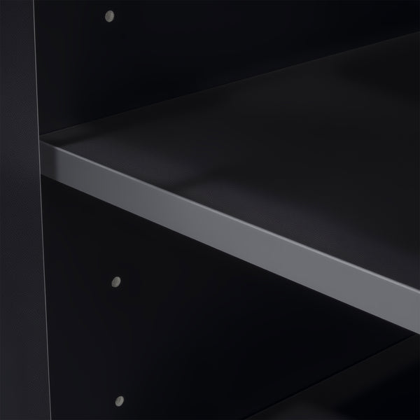 English Elm U-can Three Piece Wall Unit Built-in Media Center with Crown Molding and Tempered Glass Storage Black SJ000156AAB