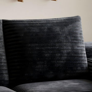 English Elm U Shaped Modular Sectional Corduroy Sofa Sleeper with Pull Out Chaise Cozy Living Room Black W1825P334959