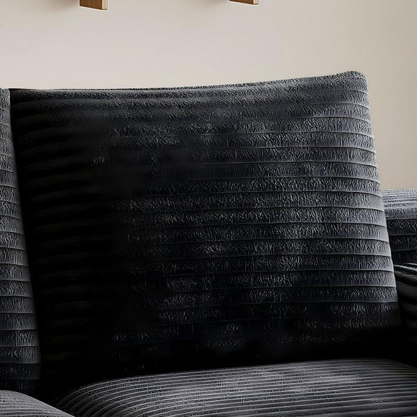 English Elm U Shaped Modular Sectional Corduroy Sofa Sleeper with Pull Out Chaise Cozy Living Room Black W1825P334959