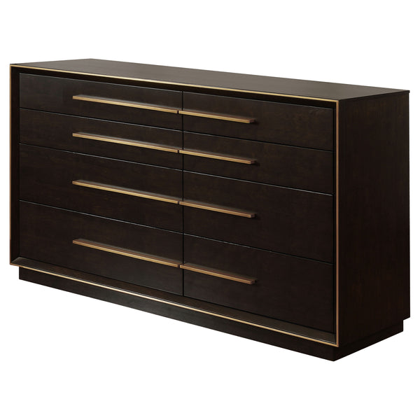 English Elm Prescott Smoked Peppercorn Nine-Drawer Dresser with Retro Flair, Mitered Trim & Elongated Metal Pulls (70") B062P375998