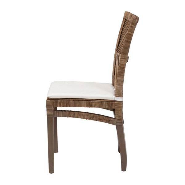 English Elm Modern Rattan Woven Mahogany Dining Chair Bohemian Tall Backrest Organic Style B2750P470065