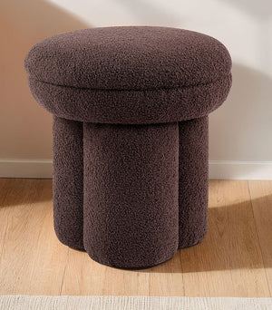 English Elm Contemporary Plush Pleated Round Ottoman Stool with Gold Trim Base, Velvet-Like Accent Seat for Living Room Brown 18 L x 18 W x 20 H B2741P388380