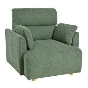 English Elm Oversized Storage Ottoman Accent Chair with Deep Wide Seat, Mid-Century Upholstered Lounge Sofa for Cozy Reading and Relaxation Dark Green W1028S00045