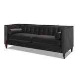 English Elm Jack 84" Modern Tuxedo Tufted Sofa, Dark Charcoal Grey Velvet