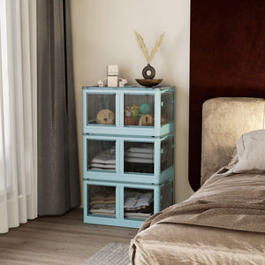 English Elm HOMCOM Farmhouse Storage Chest with Safety Gas Strut, 30" Lift-Top Blanket Trunk for Entryway Blue W2225P217734