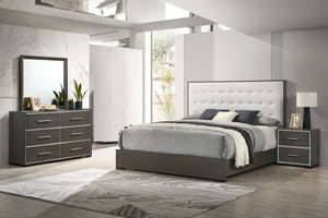 English Elm 1pc Twin Panel Bed Upholstered Button Tufted Headboard Modern Youth Bedroom Frame White B011S01356