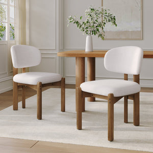 English Elm Christopher Knight Home® - Beige Mid-Century Dining Chairs Set Of 2 - Walnut Frame, Ergonomic Comfort & Timeless Style N768P341563W