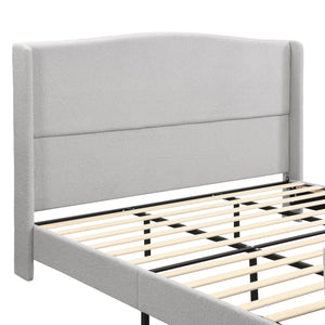 English Elm King Platform Bed Tall Upholstered Teddy Velvet Headboard Boutique Hotel Bedroom Style W1716P419749