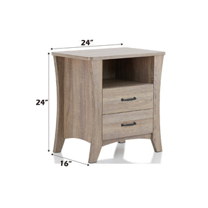 English Elm Colt Rustic Natural Finish Accent Table with 2 Drawers & Open Shelf, Wooden Tapered Legs, 40lb Top B2726P272963