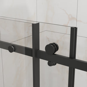 English Elm Goodyo 48" W X 72" H Modern Sliding Shower Door - Frameless Clear Glass, Easy-Clean Coating, Matte Black Hardware D163118741