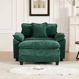 English Elm Cloud Sofa Single Seat Ergonomic Modular Sectional with Double-Layer Cushion & Breathable Chenille Green W1143S00033
