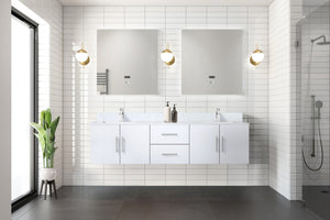 English Elm Glossy 72" Double Bath Vanity with Carrara Marble Top, Soft-Close Storage, Chrome Faucet Included B2731P258710