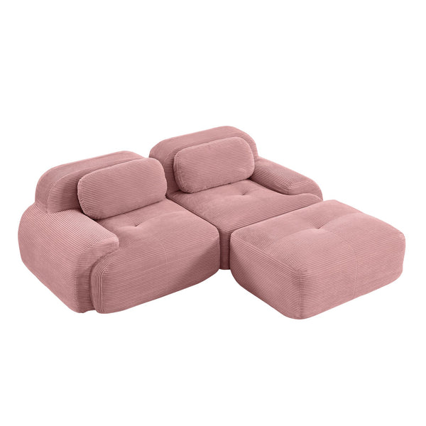 English Elm 82'' Modular L-shaped Sectional Sofa Corduroy Upholstered with Curved Arms for Living Room W714S01404