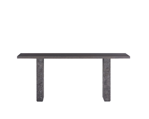 Sunpan Rebel Console Table - Modern Minimalist Design with Grey Marble Base and Charcoal Oak Wood Finish