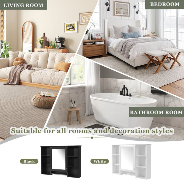 English Elm 3-in-1 Wall Mounted Bathroom Medicine Cabinet with Soft Close Mirror and Towel Bar White N710P358613K
