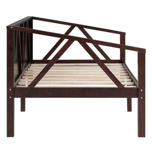 English Elm Twin Daybed Frame Solid Pine Sofa Bed for Guest Room Studio or Teen Bedroom Espresso N708P266719P