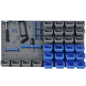 English Elm Wall Mounted Pegboard Organizer with 44 Bins for Garage Workshop Tool Storage T3971P387194