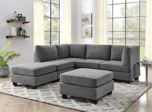 English Elm Faux Leather Modular Sectional Sofa Flexible Pu Upholstered Living Room Seating Dark Gray B2748S00182