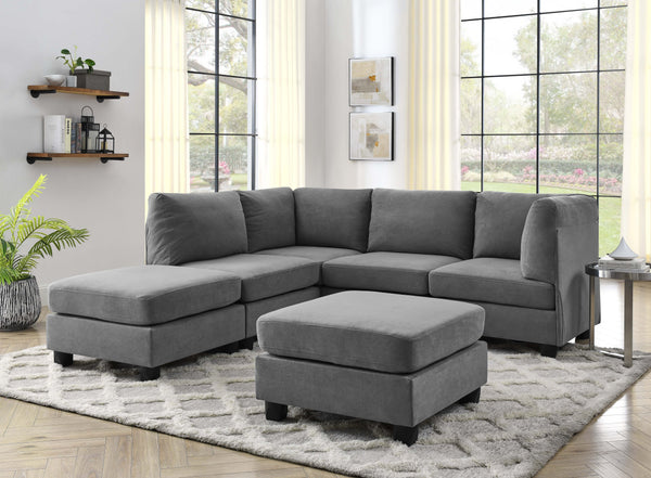 English Elm Faux Leather Modular Sectional Sofa Flexible Pu Upholstered Living Room Seating Dark Gray B2748S00182