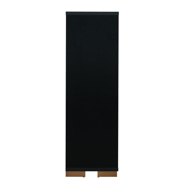English Elm Steeler Bold Six Drawer Chest Black Laminate Gold Hardware Bedroom Storage B078P497913