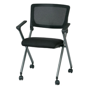 OSP Home Furnishings Folding Chair with Mesh Back Foam Seat and Titanium Frame for Office or Event Use FC8487-231