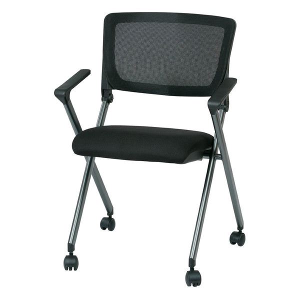 OSP Home Furnishings Folding Chair with Mesh Back Foam Seat and Titanium Frame for Office or Event Use FC8487-231