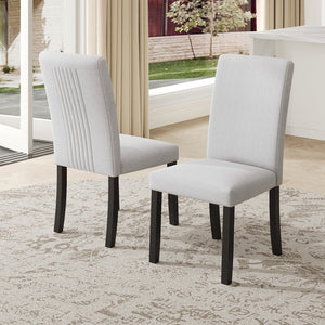 English Elm Modern Tufted Dining Chairs Set of 4 Linen Upholstered with Rubberwood Legs Beige N752P245708A