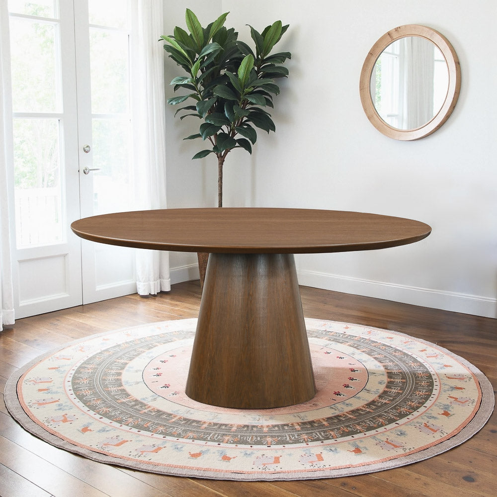 English Elm Ashcroft Furniture - Palamedes Solid Wood Round Dining Table In Elegant Walnut Finish – Modern, Space-Saving Design! B183S00198