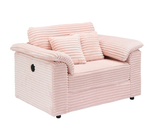 English Elm 47.24-inch corduroy armchair with storage ottoman and USB ports, spring seat, solid wood frame lounge Pink W3356S00022