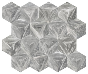 English Elm Hexagon Carrara Marble Tiles - Gray Honed Natural Stone For Elegant Walls & Floors, 12 Pcs Box W1696P262338