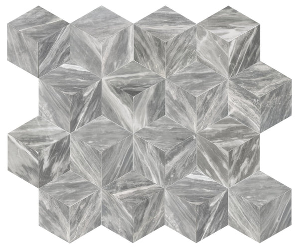 English Elm Hexagon Carrara Marble Tiles - Gray Honed Natural Stone For Elegant Walls & Floors, 12 Pcs Box W1696P262338