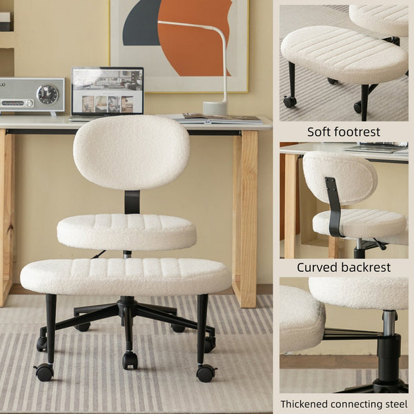 English Elm Ergonomic Cross Legged Office Chair with Lumbar Support Swivel Base and Rolling Casters White W3394P419035