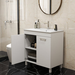 English Elm 32-Inch Floor-Mounted Bathroom Vanity With Sink Combo - Elegant Design, Soft-Close Doors, Adjustable Feet W3151S00031