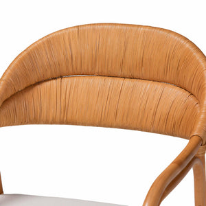 English Elm Modern Woven Rattan Accent Chair Openwork Lattice Frame for Sunroom or Bedroom B2750P420417