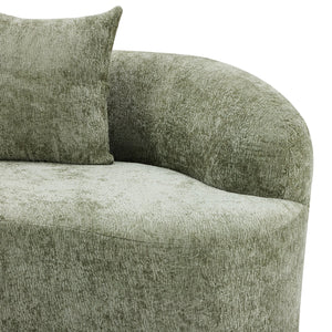 English Elm Green Curved Loveseat Sofa with Round Armrest, Foam & Spring Comfort, 2 Pillows, No Assembly, Compact W3612P348746