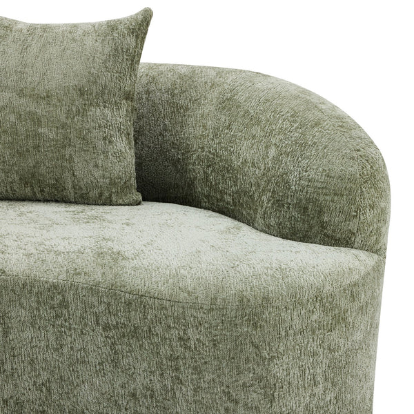 English Elm Green Curved Loveseat Sofa with Round Armrest, Foam & Spring Comfort, 2 Pillows, No Assembly, Compact W3612P348746