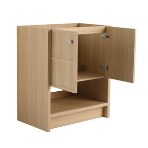 English Elm 30" Freestanding modern oak bathroom vanity with integrated basin, soft-close doors & open shelf storage, plywood construction W1972P268403
