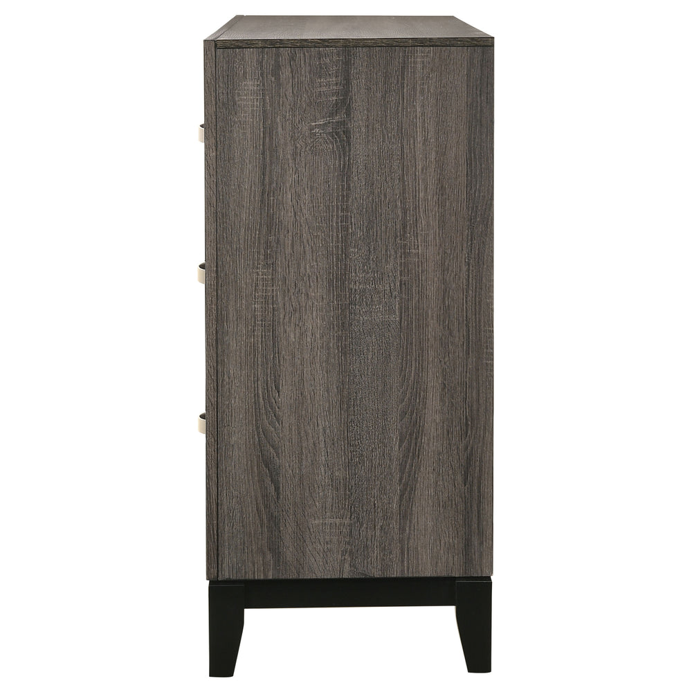 English Elm Cabrillo Grey Oak 6-Drawer Dresser with Nickel Pulls, Two-Tone Finish & Smooth Glide Storage Solution B062P375553