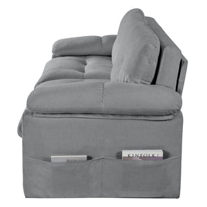 English Elm (old: W3163p269700) Convertible Chenille Sleeper Loveseat with Queen Pullout and Rolling Casters Grey W3163S00101