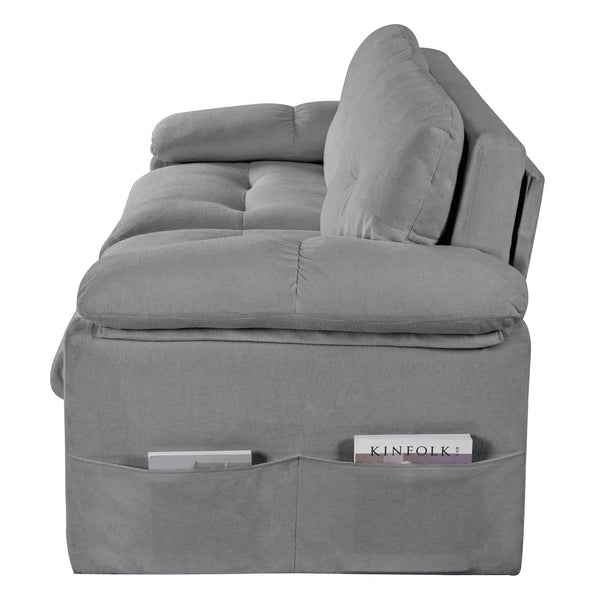 English Elm (old: W3163p269700) Convertible Chenille Sleeper Loveseat with Queen Pullout and Rolling Casters Grey W3163S00101