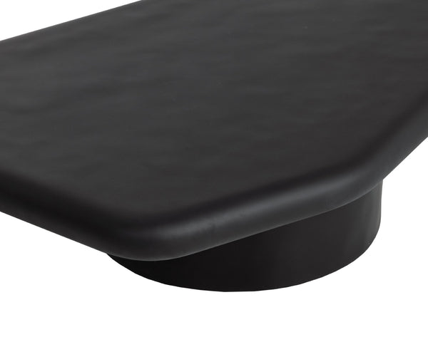 Sunpan DETTI Coffee Table - Large Matte Black Concrete, Sculptural Design for Modern Indoor & Outdoor Spaces 112619