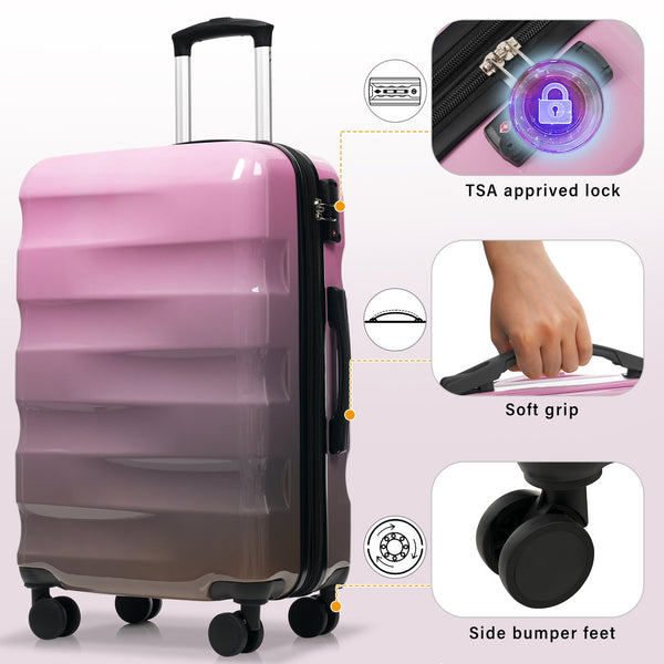 English Elm Luggage Set 3 Piece Hardshell Pc+abs Spinner Suitcases with Tsa Lock Expandable Gray,Pink N730P264591P