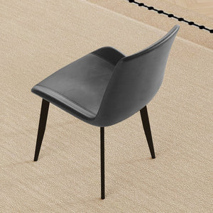 English Elm Dining Chairs Set of Four Gray Pu Leather Gold Leg Modern Kitchen Seating W2700P352198