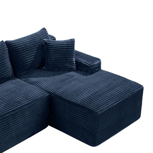 English Elm 94.5" Jumbo Corduroy L-shape Sectional Deep Seat Cloud Sofa for Living Room W5515P493688