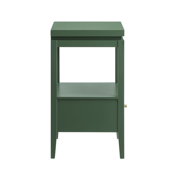 English Elm Olana Vintage Green Nightstand with Floating Top, 1 Drawer, Hidden Tray, Gold Pull & Tapered Legs B050P376962