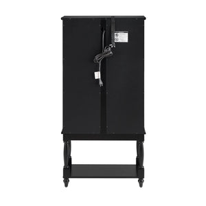English Elm Curio Lighted Display Cabinet with Mirrored Back, Tempered Glass Doors, Solid Wood Legs, Compact Black W1693P216943