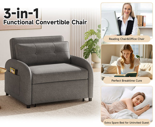 English Elm Christopher Knight Home® - (Old 3-in-1 Convertible Sleeper Sofa Bed with Pillow & Pocket, Compact Loveseat with Pull-Out Bed and Wheels Grey N765P34284849G