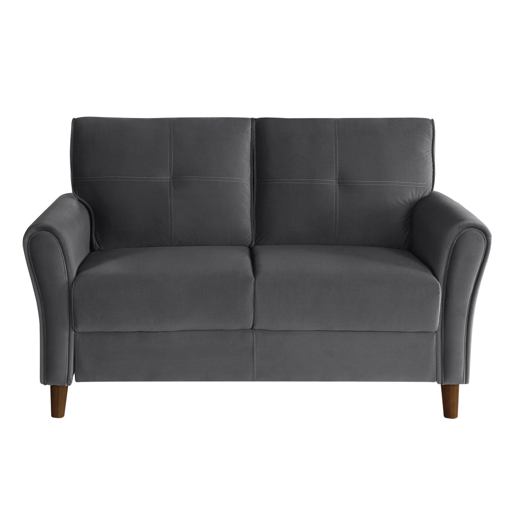 English Elm Gray Velvet Upholstery Loveseat with Tufted Plush Seatbacks, Flared Arms & Solid Wood Frame, Modern Comfort B011P204913
