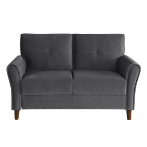 English Elm Gray Velvet Upholstery Loveseat with Tufted Plush Seatbacks, Flared Arms & Solid Wood Frame, Modern Comfort B011P204913
